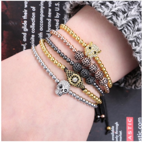 Silver Beaded Shamballa Crystal Ball Wrap Bracelet - Picture 5 of 8